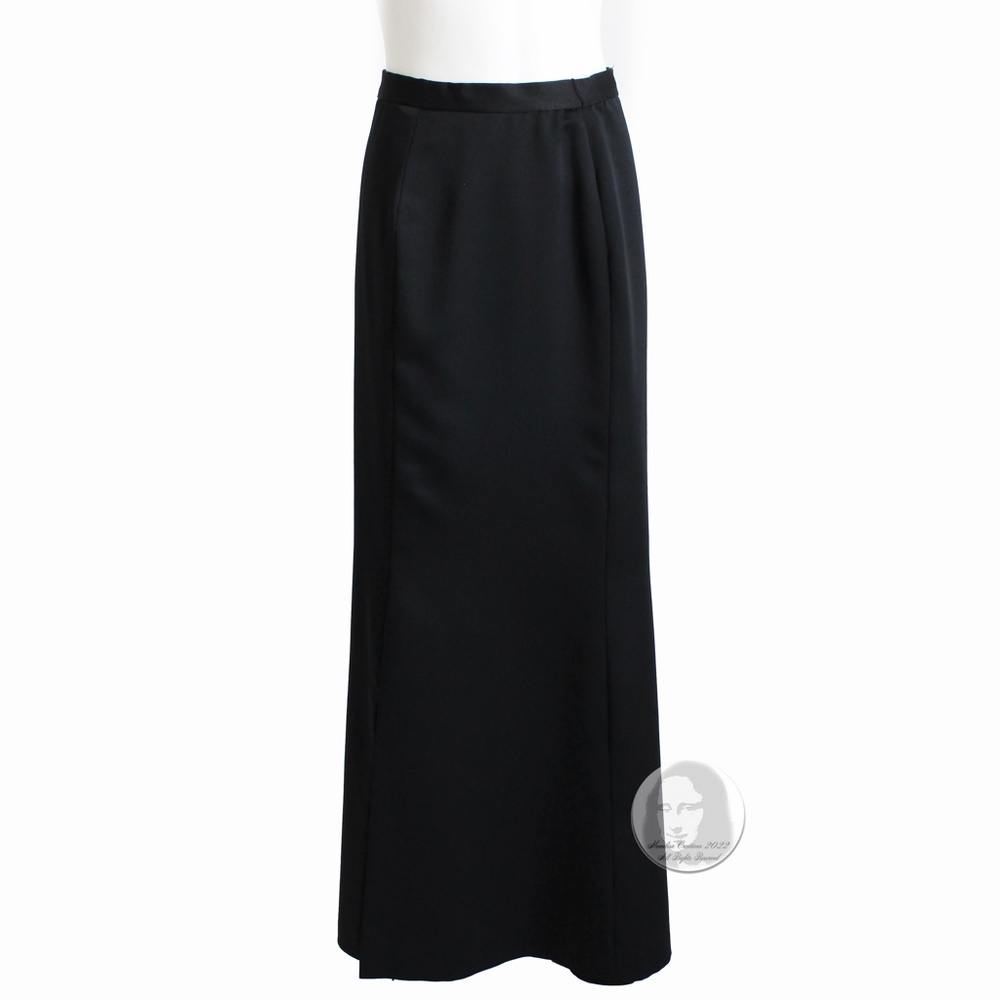 Nelly de Grab Skirt Black Maxi Wool Gabardine Long Rare Vintage 1950s